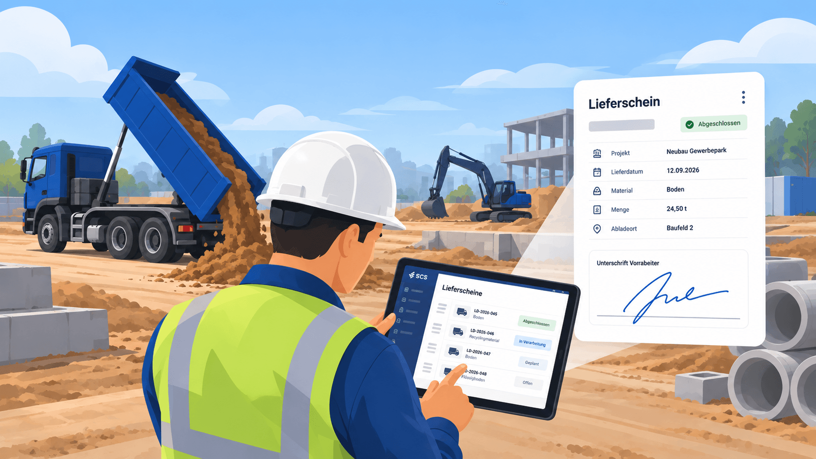 digitale Lieferscheine für Bauunternehmen